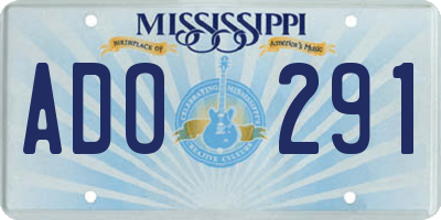 MS license plate ADO291