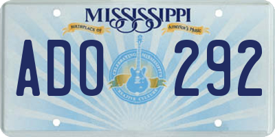 MS license plate ADO292