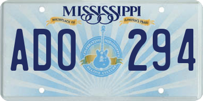 MS license plate ADO294