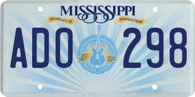 MS license plate ADO298