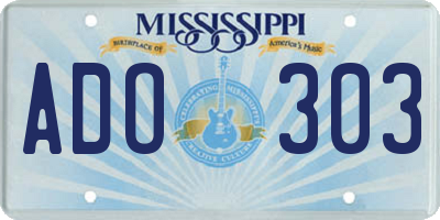 MS license plate ADO303
