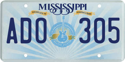 MS license plate ADO305