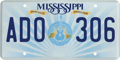 MS license plate ADO306