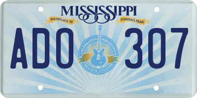 MS license plate ADO307