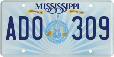 MS license plate ADO309
