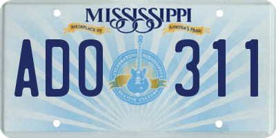 MS license plate ADO311