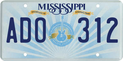 MS license plate ADO312