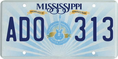 MS license plate ADO313
