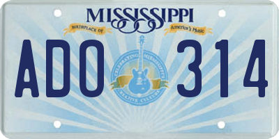MS license plate ADO314