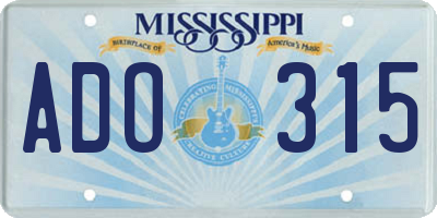 MS license plate ADO315