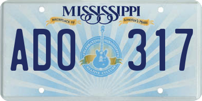 MS license plate ADO317