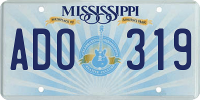MS license plate ADO319