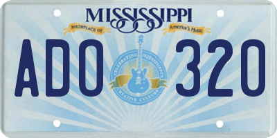 MS license plate ADO320