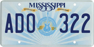MS license plate ADO322