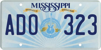 MS license plate ADO323