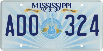 MS license plate ADO324