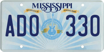 MS license plate ADO330