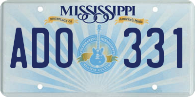 MS license plate ADO331