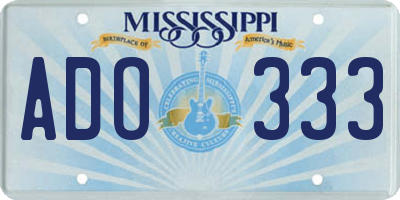 MS license plate ADO333