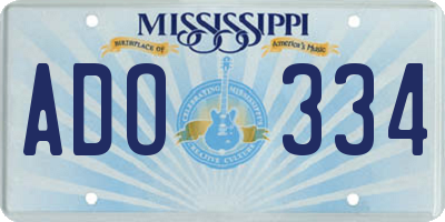 MS license plate ADO334