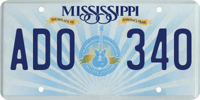 MS license plate ADO340