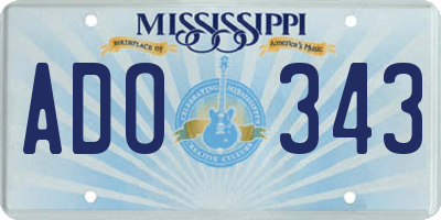 MS license plate ADO343