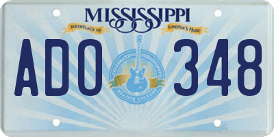 MS license plate ADO348