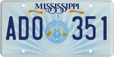 MS license plate ADO351