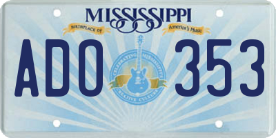 MS license plate ADO353