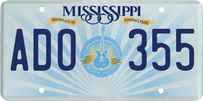 MS license plate ADO355
