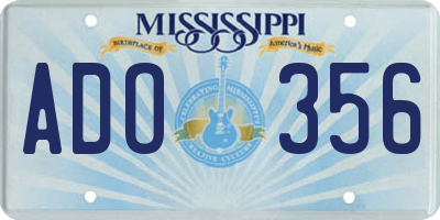 MS license plate ADO356