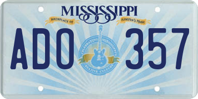 MS license plate ADO357
