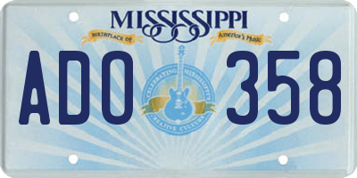 MS license plate ADO358