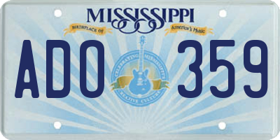 MS license plate ADO359