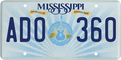 MS license plate ADO360