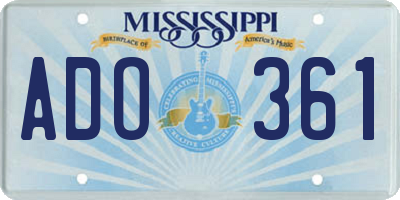 MS license plate ADO361