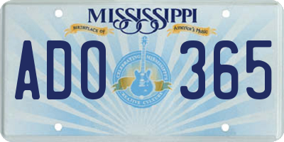 MS license plate ADO365