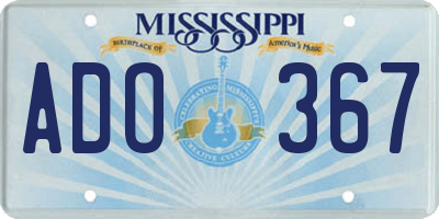 MS license plate ADO367