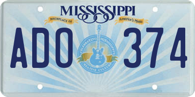 MS license plate ADO374