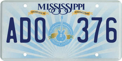 MS license plate ADO376