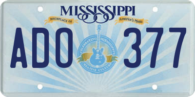 MS license plate ADO377