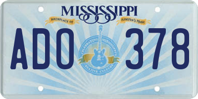 MS license plate ADO378