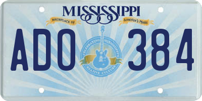 MS license plate ADO384