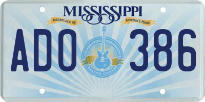 MS license plate ADO386