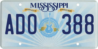 MS license plate ADO388