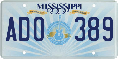 MS license plate ADO389