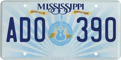MS license plate ADO390