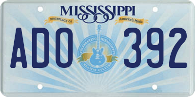 MS license plate ADO392