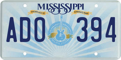 MS license plate ADO394
