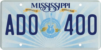 MS license plate ADO400